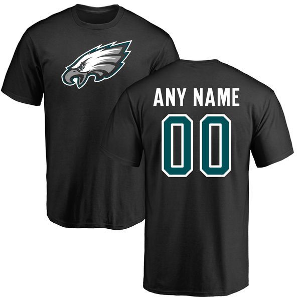 Men Philadelphia Eagles NFL Pro Line Black Custom Name and Number Logo T-Shirt->->Sports Accessory